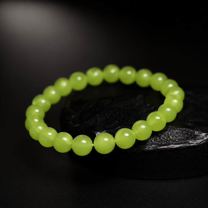 Natural Prehnite & Chalcedony Beads Stretch Bracelet, Gift